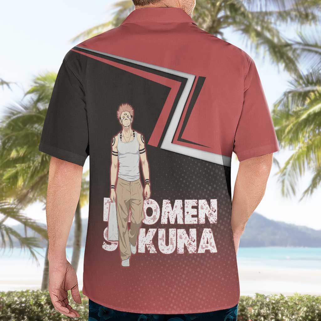 Ryomen Sukuna Hawaiian Shirt Grunge Anime Poster Style