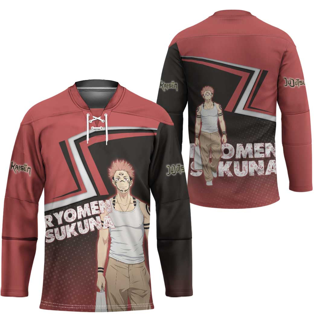Ryomen Sukuna Hockey Jersey Grunge Anime Poster Style