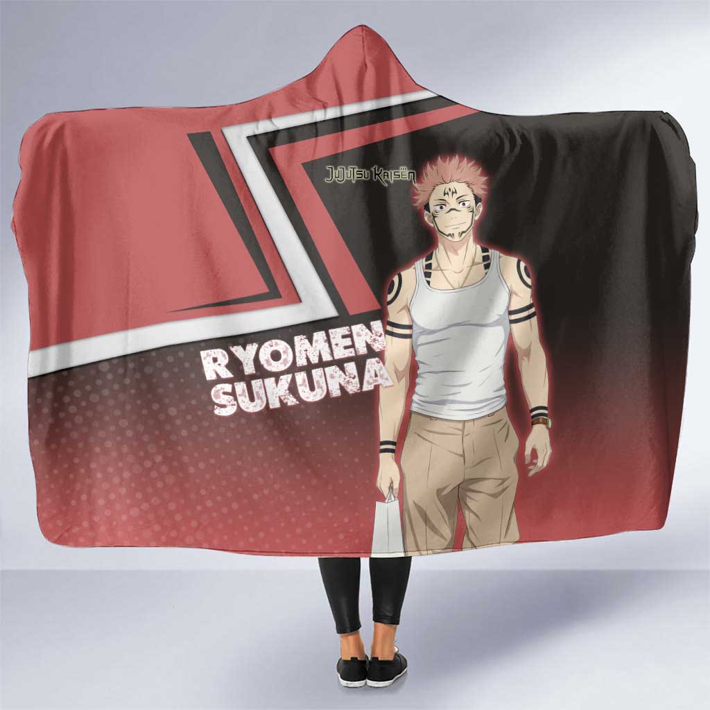 Ryomen Sukuna Hooded Blanket Grunge Anime Poster Style