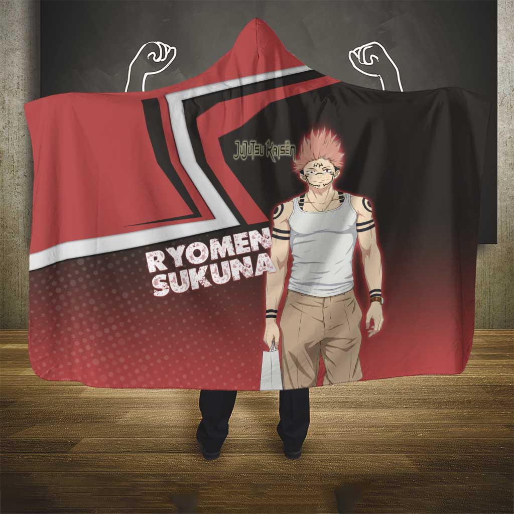 Ryomen Sukuna Hooded Blanket Grunge Anime Poster Style