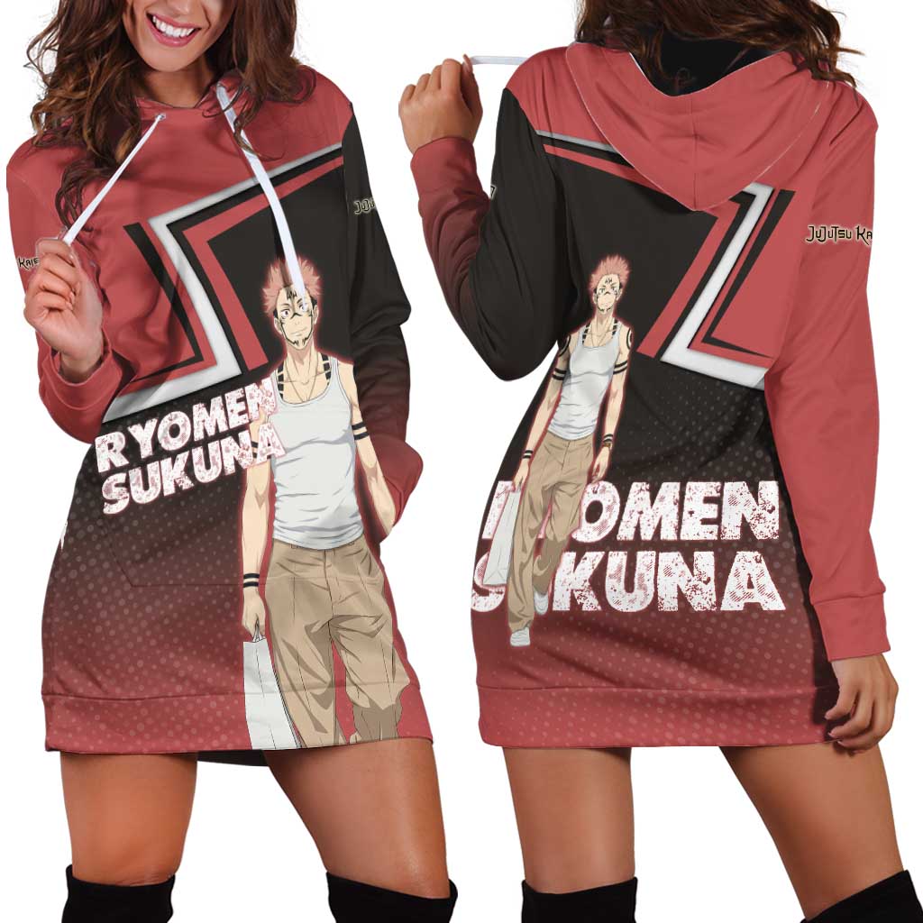 Ryomen Sukuna Hoodie Dress Grunge Anime Poster Style
