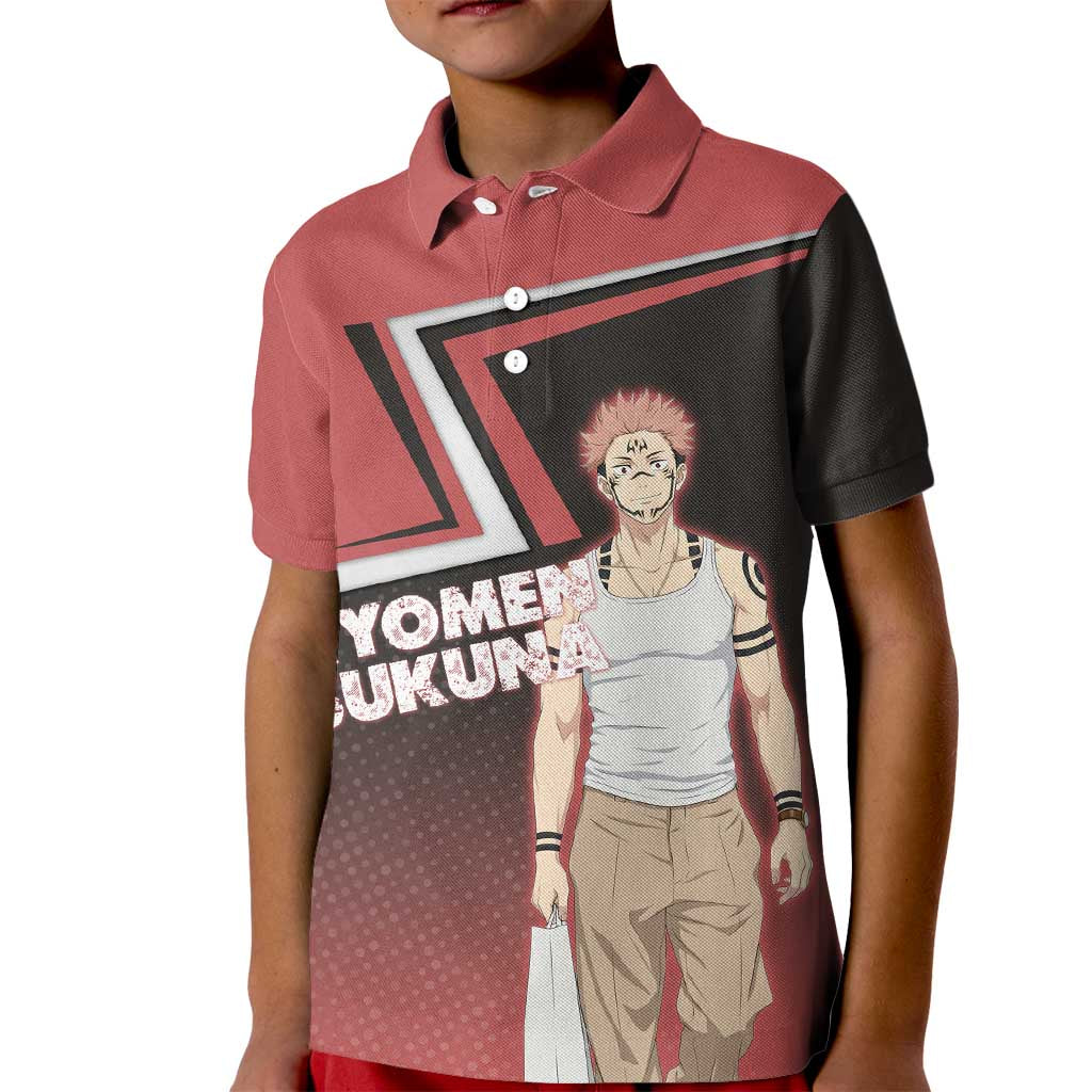 Ryomen Sukuna Kid Polo Shirt Grunge Anime Poster Style