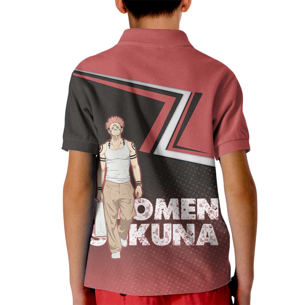 Ryomen Sukuna Kid Polo Shirt Grunge Anime Poster Style