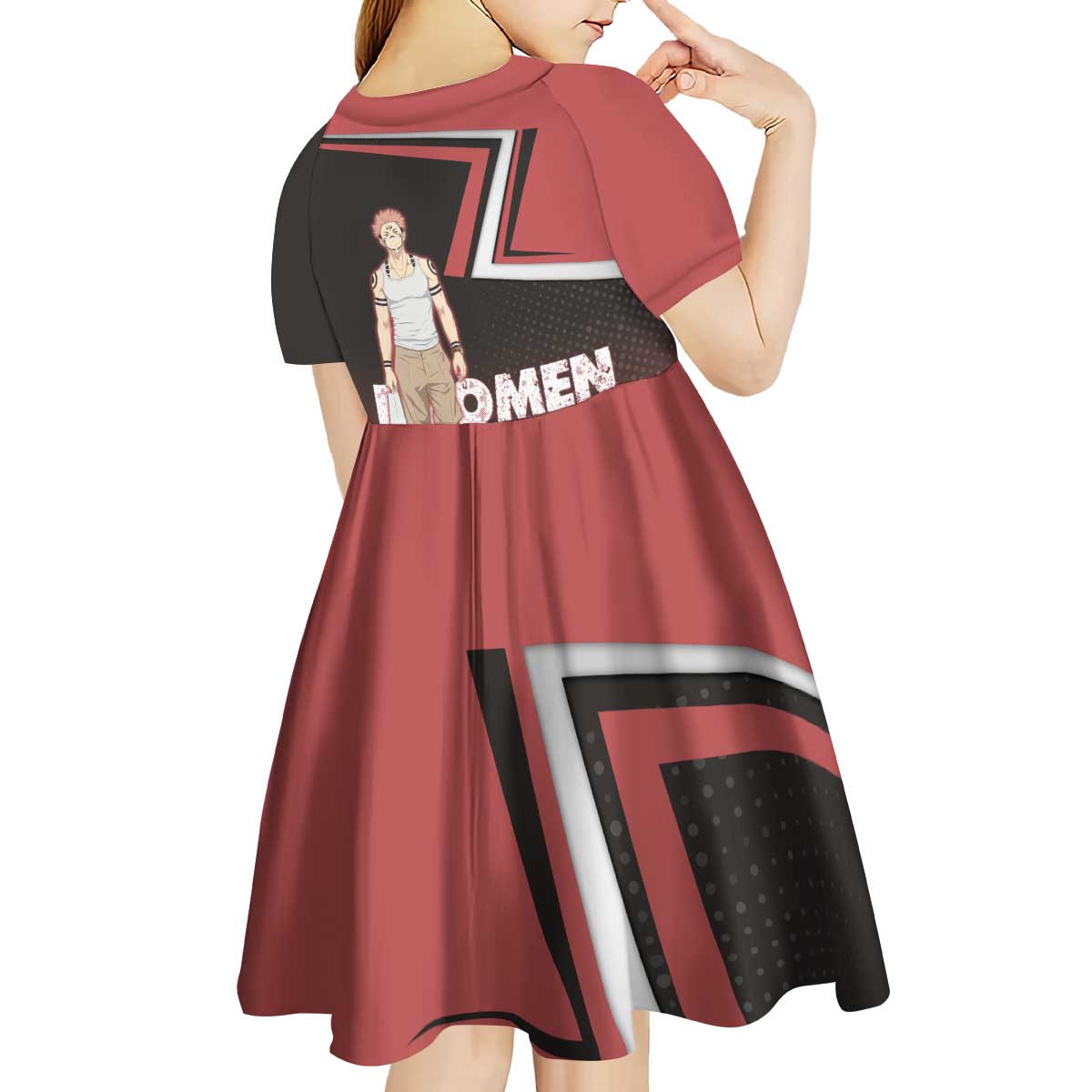 Ryomen Sukuna Kid Short Sleeve Dress Grunge Anime Poster Style