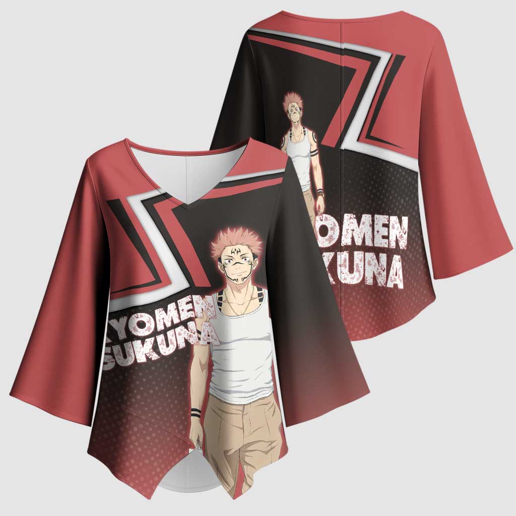 Ryomen Sukuna Kimono Sleeve Blouse Grunge Anime Poster Style