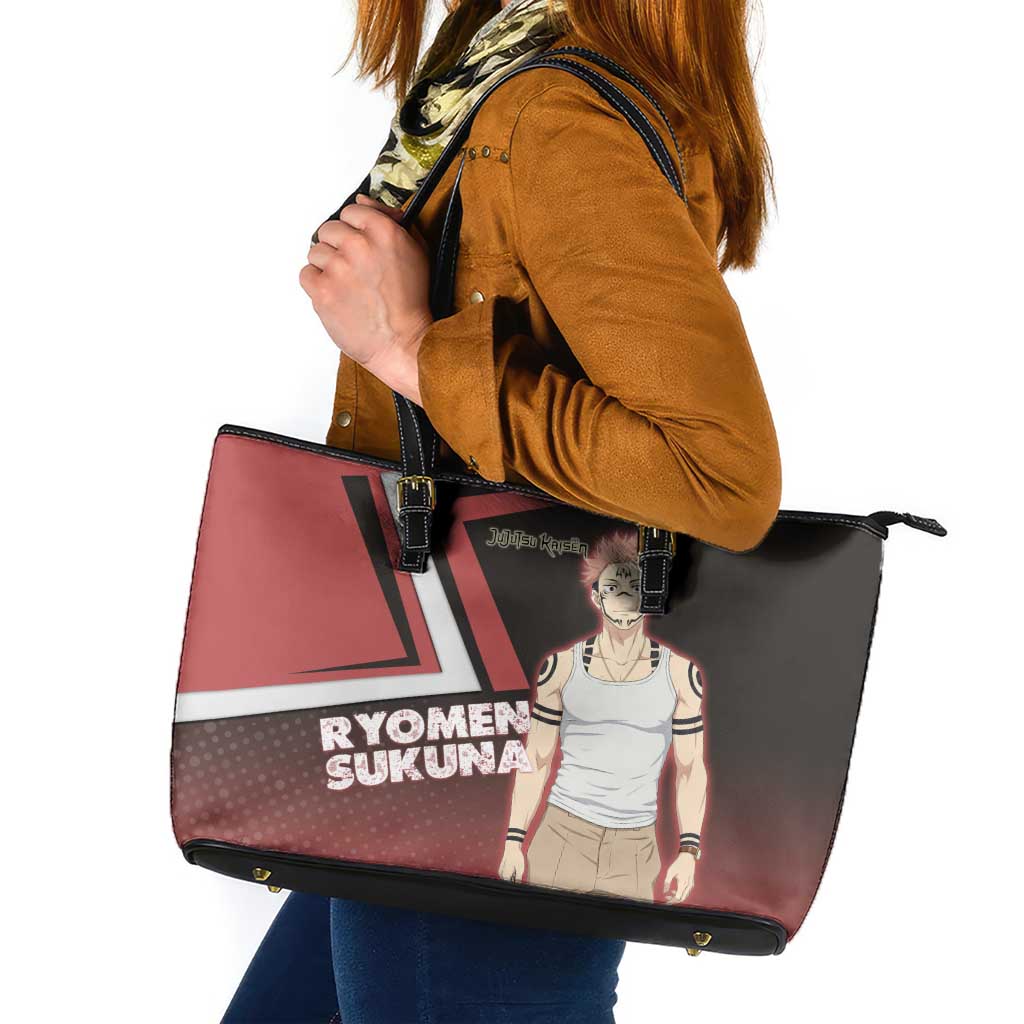 Ryomen Sukuna Leather Tote Bag Grunge Anime Poster Style