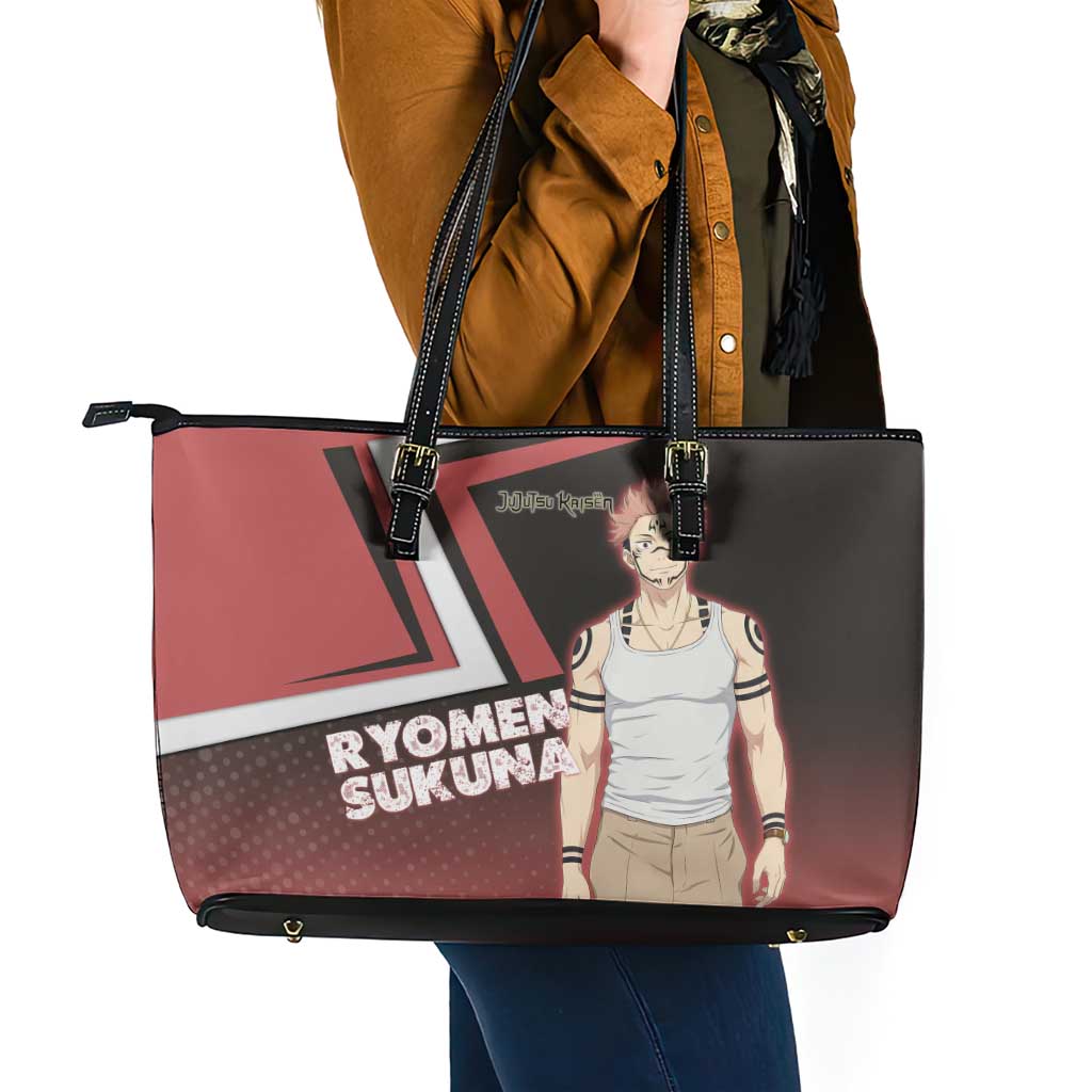 Ryomen Sukuna Leather Tote Bag Grunge Anime Poster Style