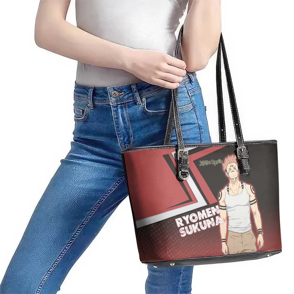Ryomen Sukuna Leather Tote Bag Grunge Anime Poster Style