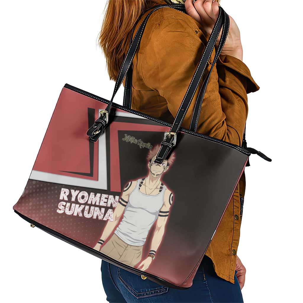 Ryomen Sukuna Leather Tote Bag Grunge Anime Poster Style