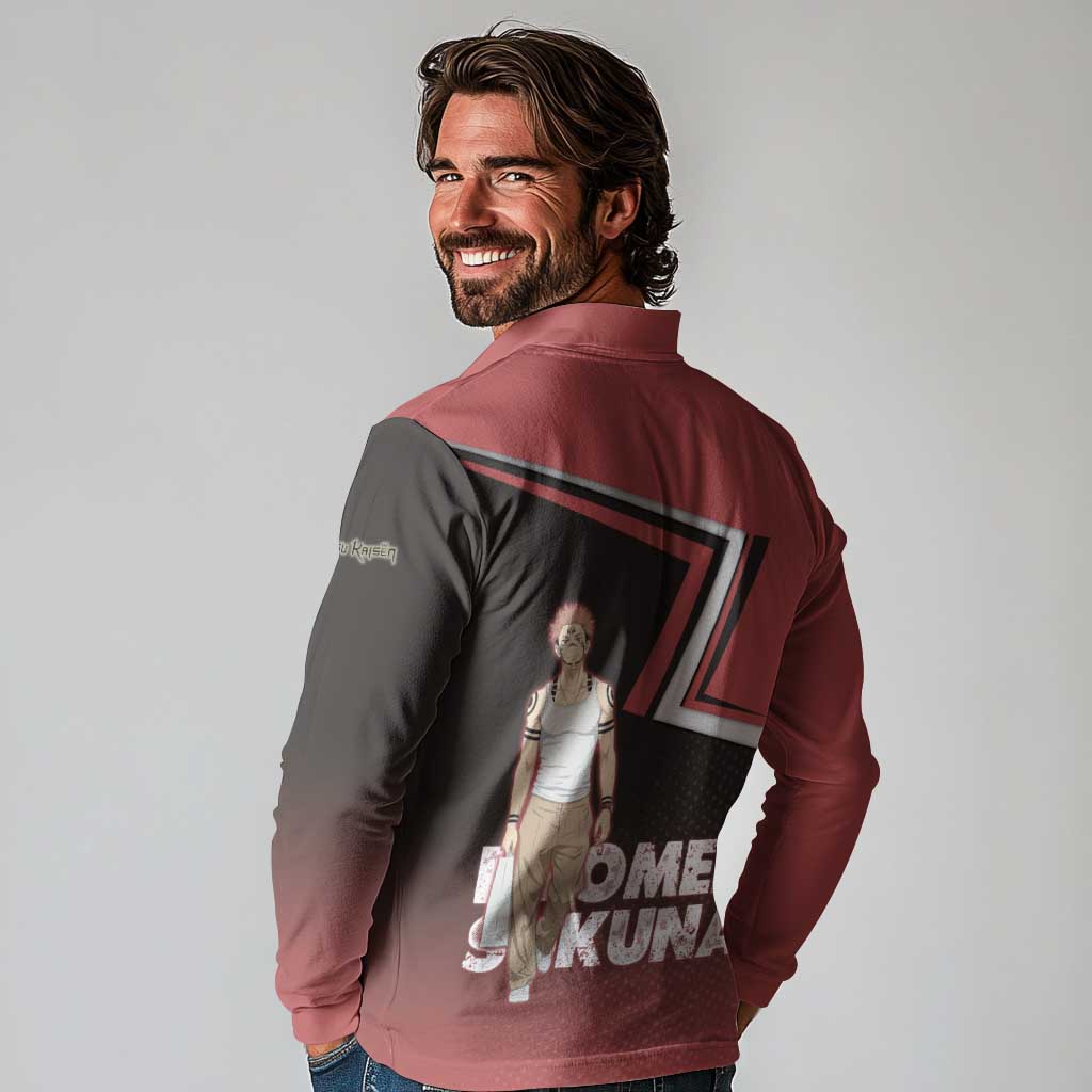 Ryomen Sukuna Long Sleeve Polo Shirt Grunge Anime Poster Style