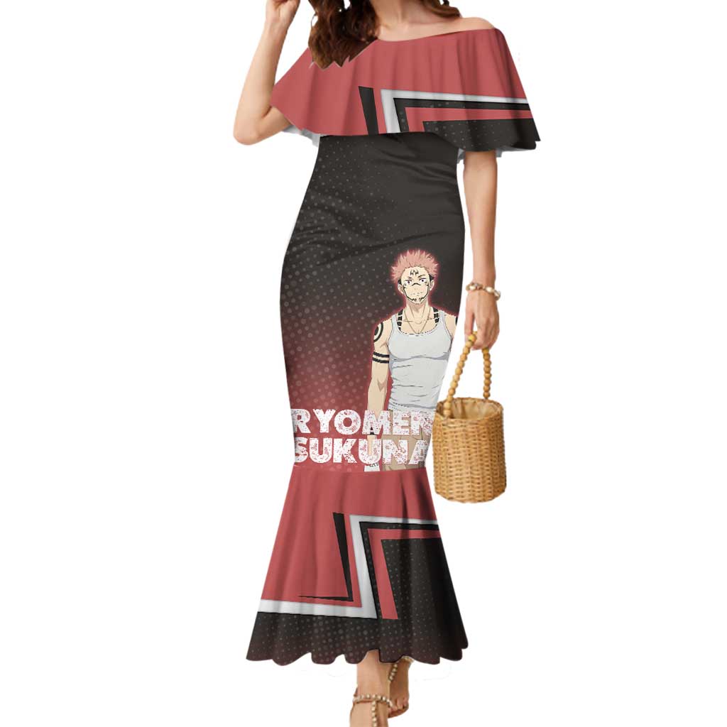 Ryomen Sukuna Mermaid Dress Grunge Anime Poster Style