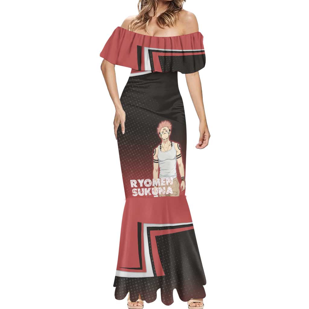 Ryomen Sukuna Mermaid Dress Grunge Anime Poster Style