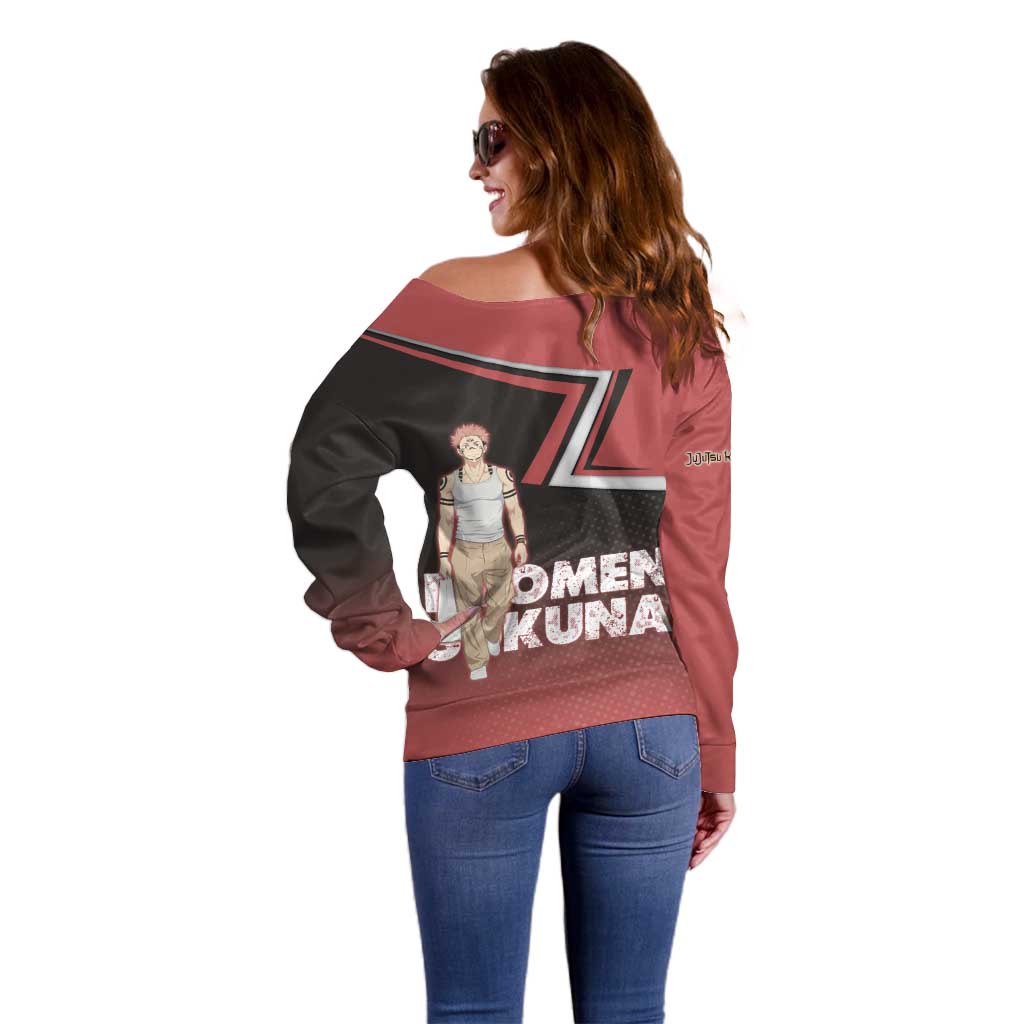 Ryomen Sukuna Off Shoulder Sweater Grunge Anime Poster Style