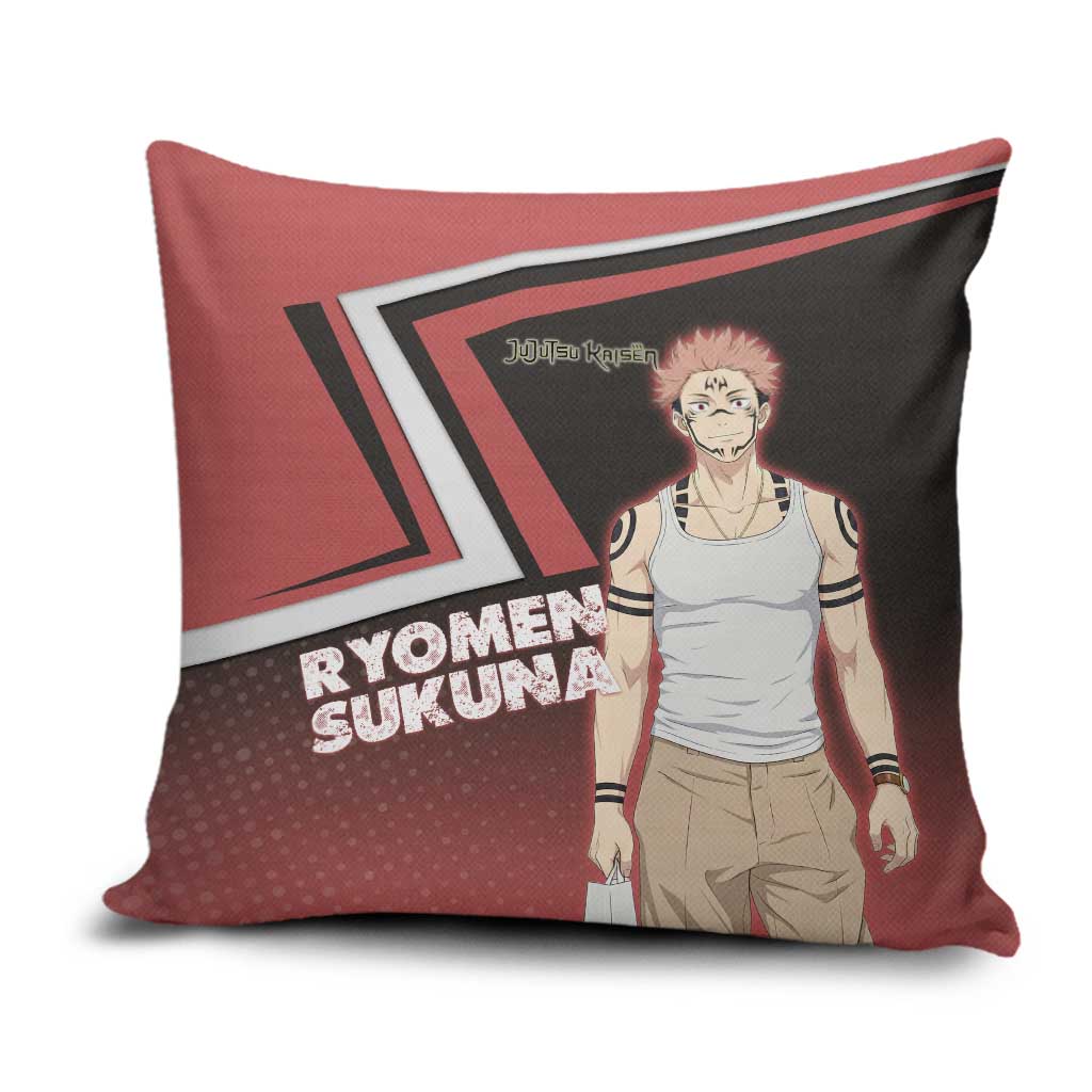Ryomen Sukuna Pillow Cover Grunge Anime Poster Style