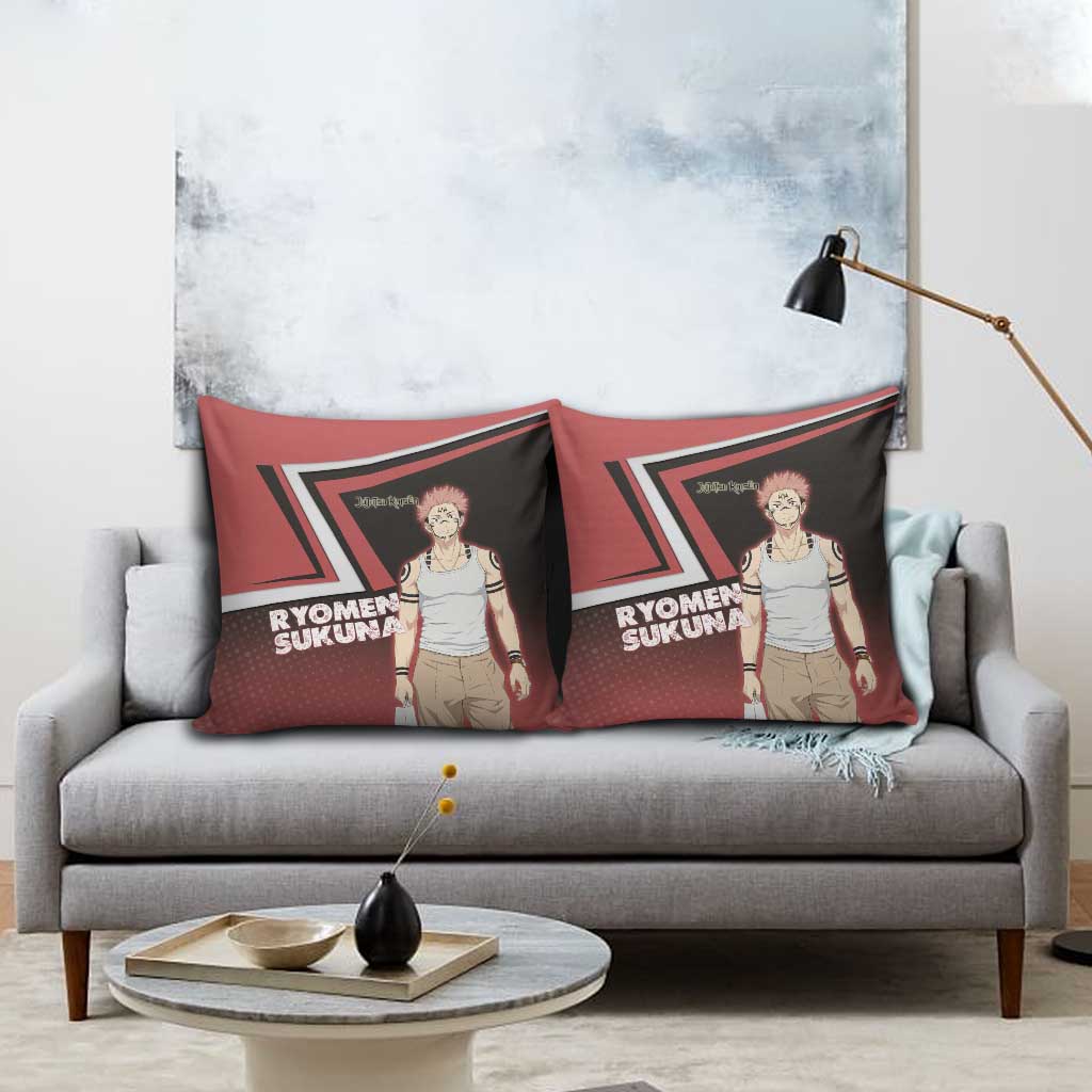 Ryomen Sukuna Pillow Cover Grunge Anime Poster Style