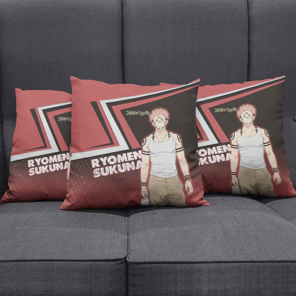 Ryomen Sukuna Pillow Cover Grunge Anime Poster Style