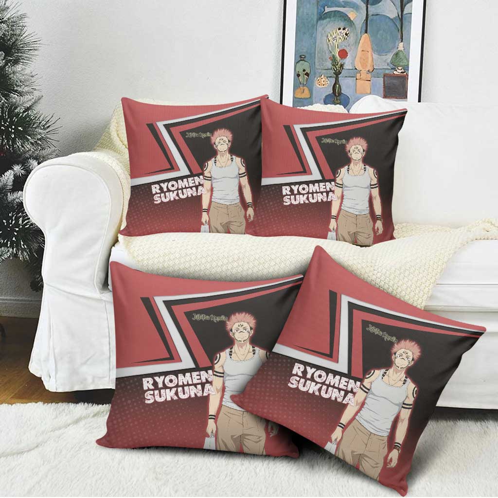 Ryomen Sukuna Pillow Cover Grunge Anime Poster Style