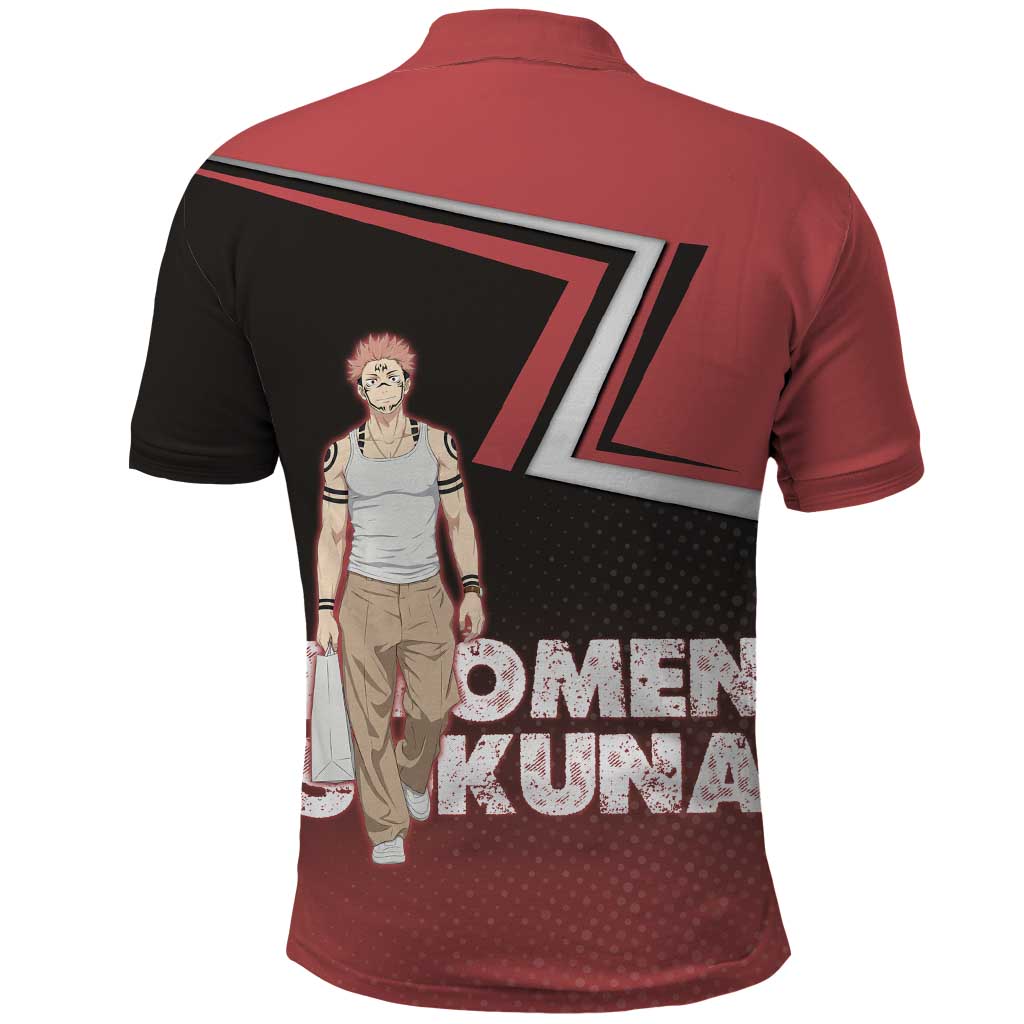 Ryomen Sukuna Polo Shirt Grunge Anime Poster Style