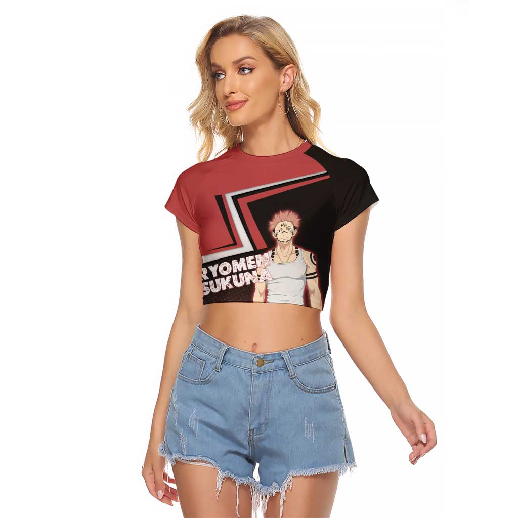 Ryomen Sukuna Raglan Cropped T Shirt Grunge Anime Poster Style