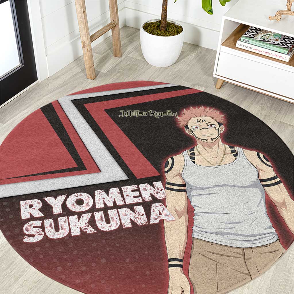 Ryomen Sukuna Round Carpet Grunge Anime Poster Style