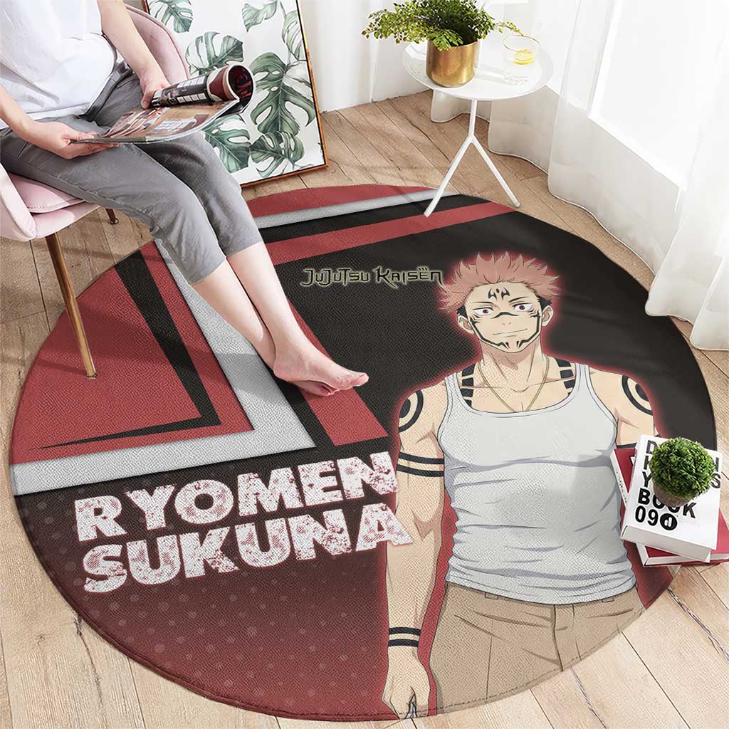 Ryomen Sukuna Round Carpet Grunge Anime Poster Style