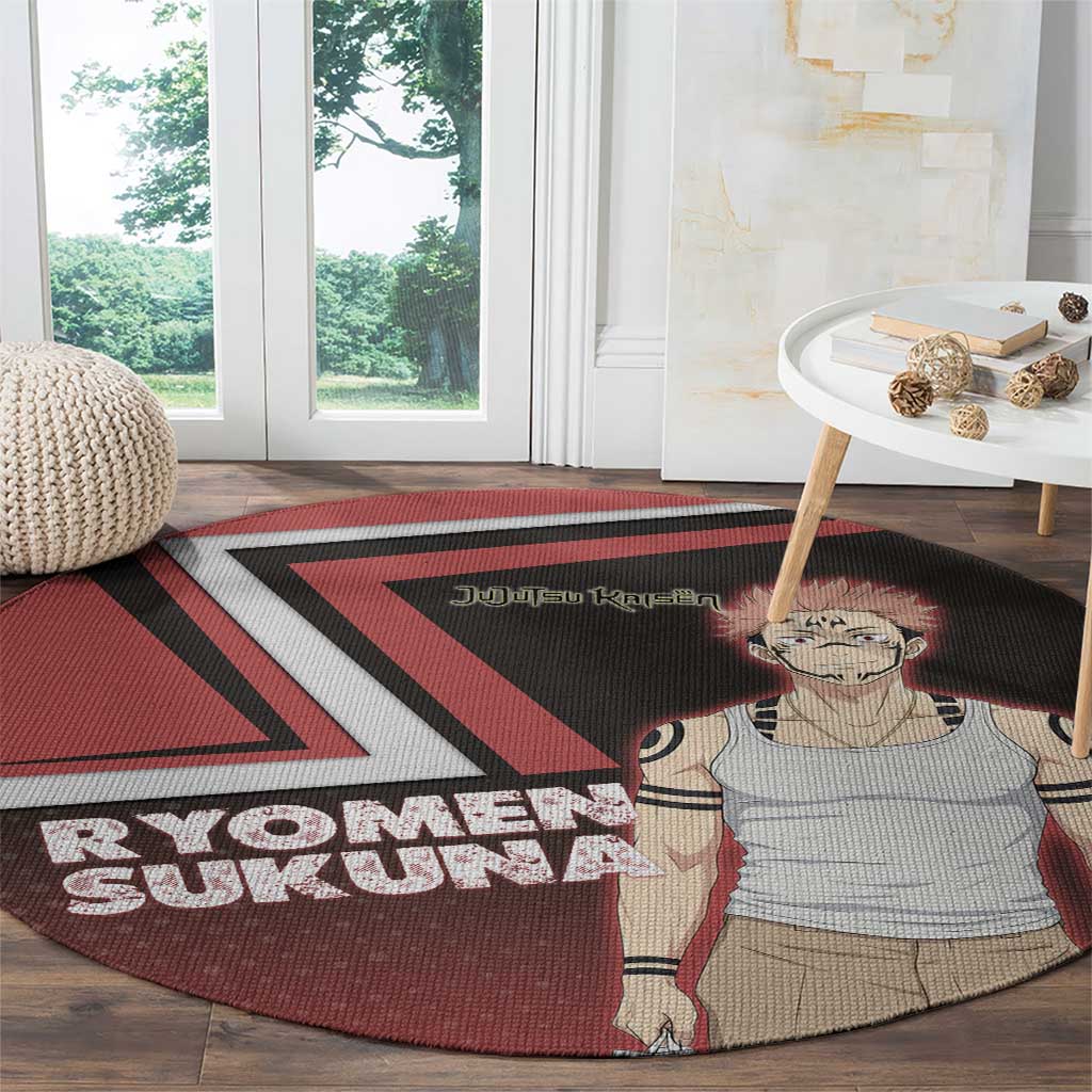 Ryomen Sukuna Round Carpet Grunge Anime Poster Style