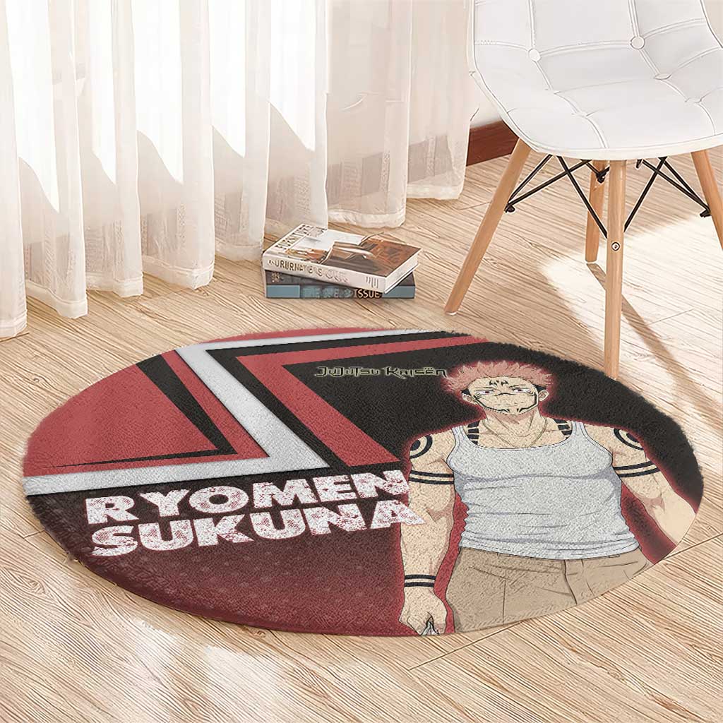 Ryomen Sukuna Round Carpet Grunge Anime Poster Style