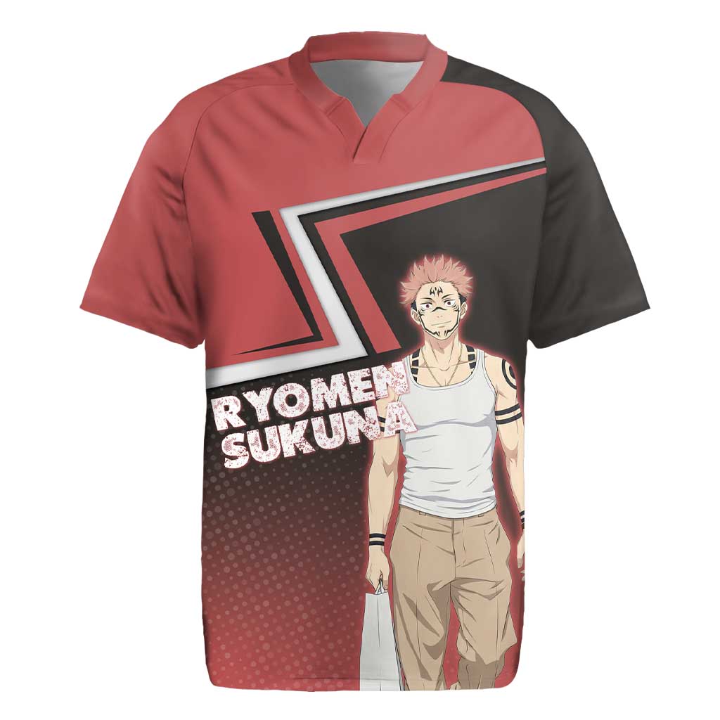 Ryomen Sukuna Rugby Jersey Grunge Anime Poster Style