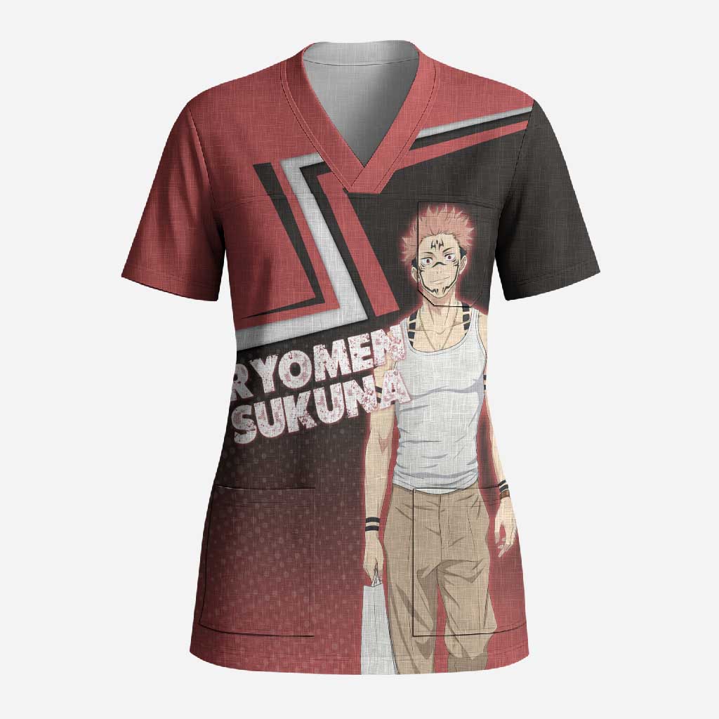 Ryomen Sukuna Scrub Top Grunge Anime Poster Style