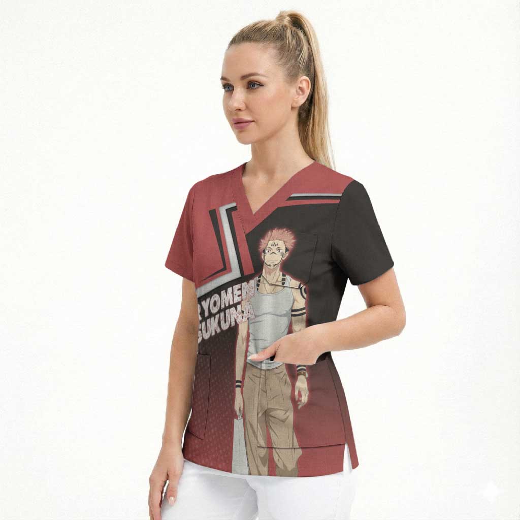Ryomen Sukuna Scrub Top Grunge Anime Poster Style