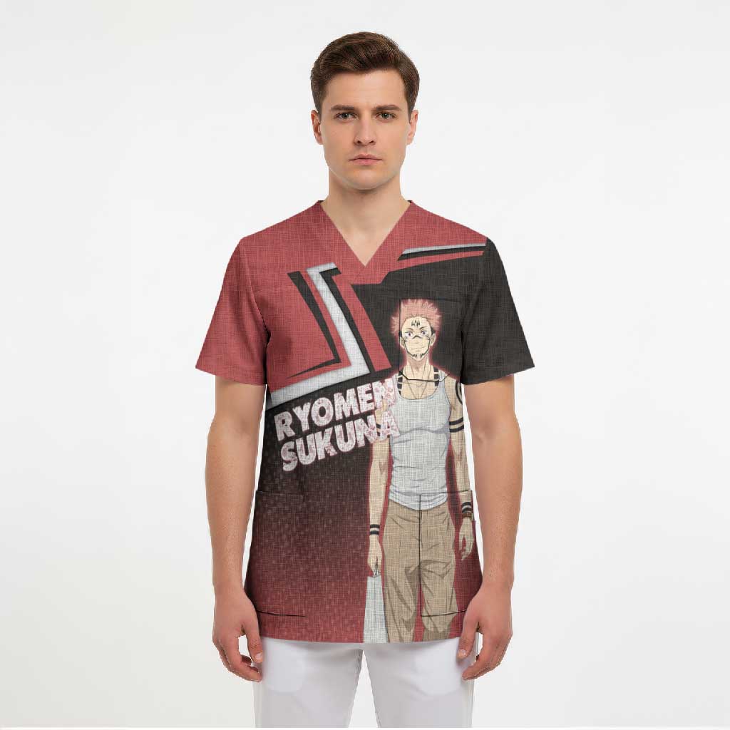 Ryomen Sukuna Scrub Top Grunge Anime Poster Style