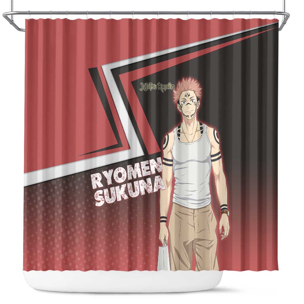 Ryomen Sukuna Shower Curtain Grunge Anime Poster Style