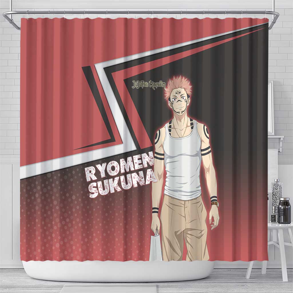 Ryomen Sukuna Shower Curtain Grunge Anime Poster Style