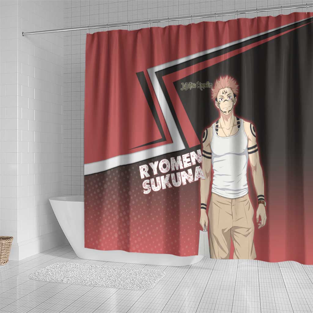Ryomen Sukuna Shower Curtain Grunge Anime Poster Style