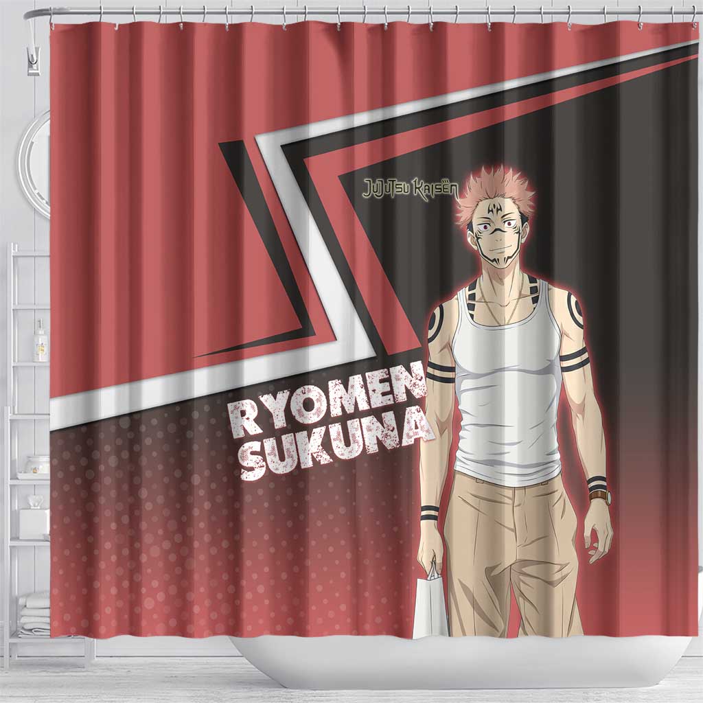 Ryomen Sukuna Shower Curtain Grunge Anime Poster Style