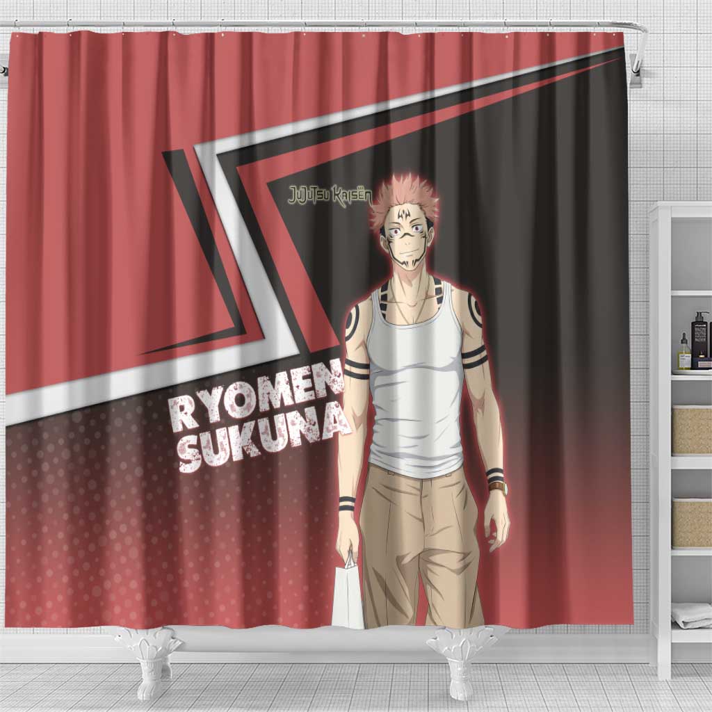 Ryomen Sukuna Shower Curtain Grunge Anime Poster Style