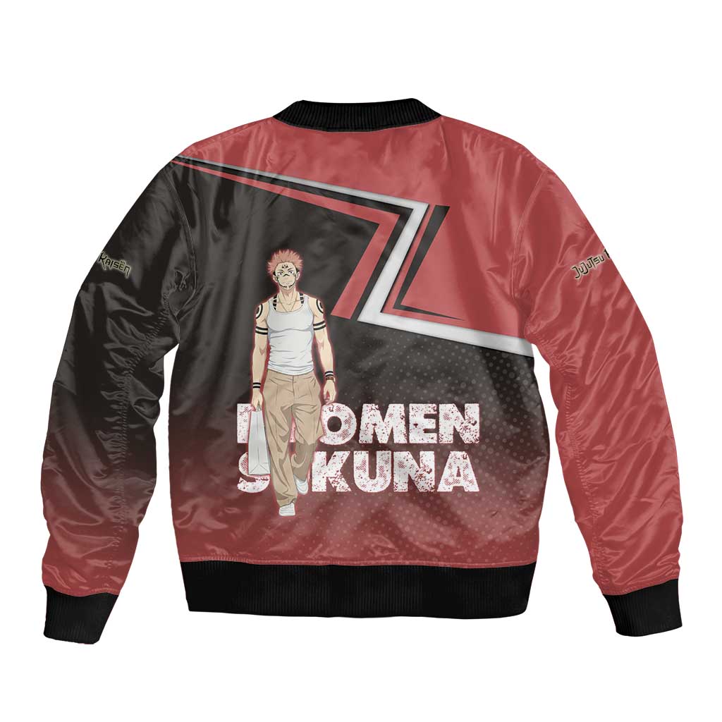 Ryomen Sukuna Sleeve Zip Bomber Jacket Grunge Anime Poster Style