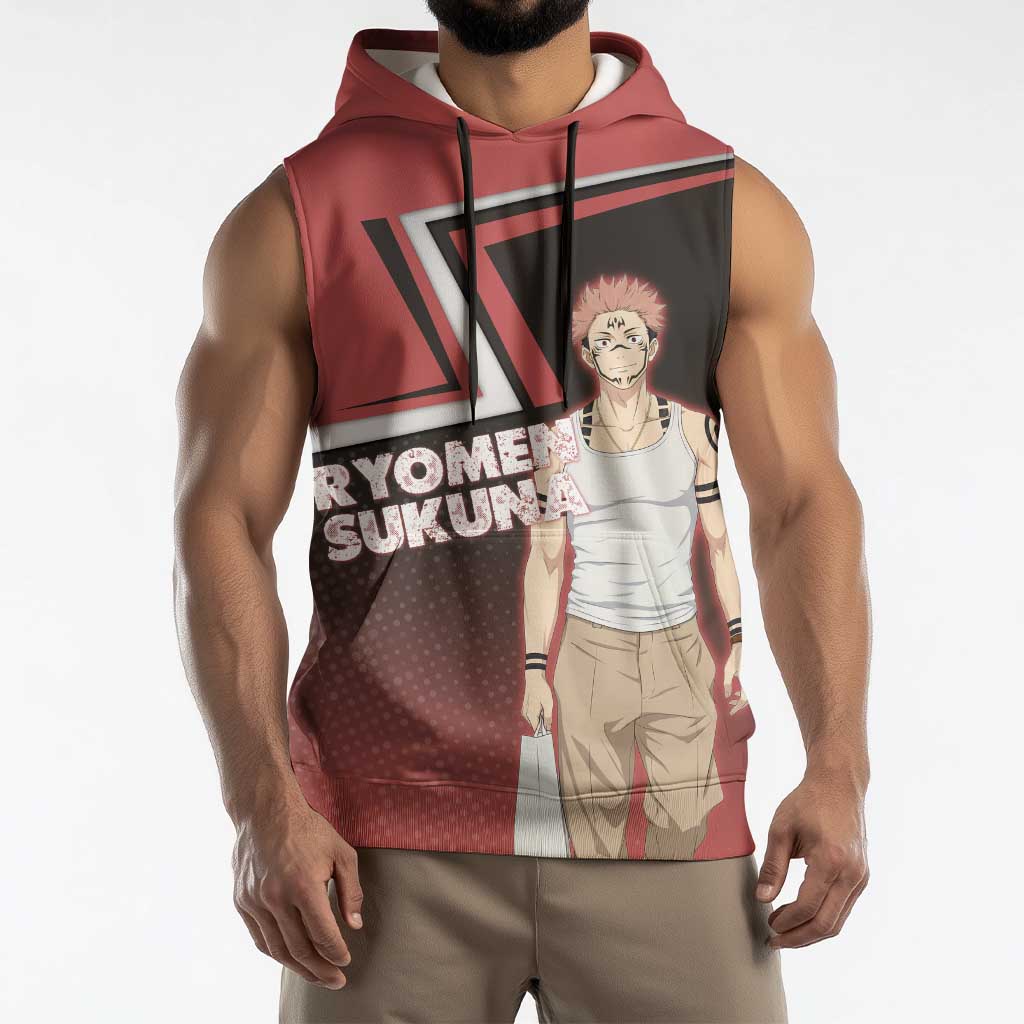 Ryomen Sukuna Sleeveless Hoodie Grunge Anime Poster Style