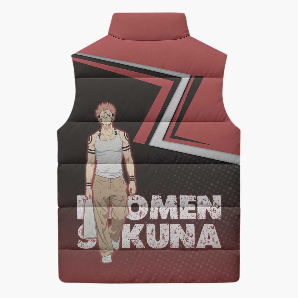 Ryomen Sukuna Sleeveless Puffer Jacket Grunge Anime Poster Style