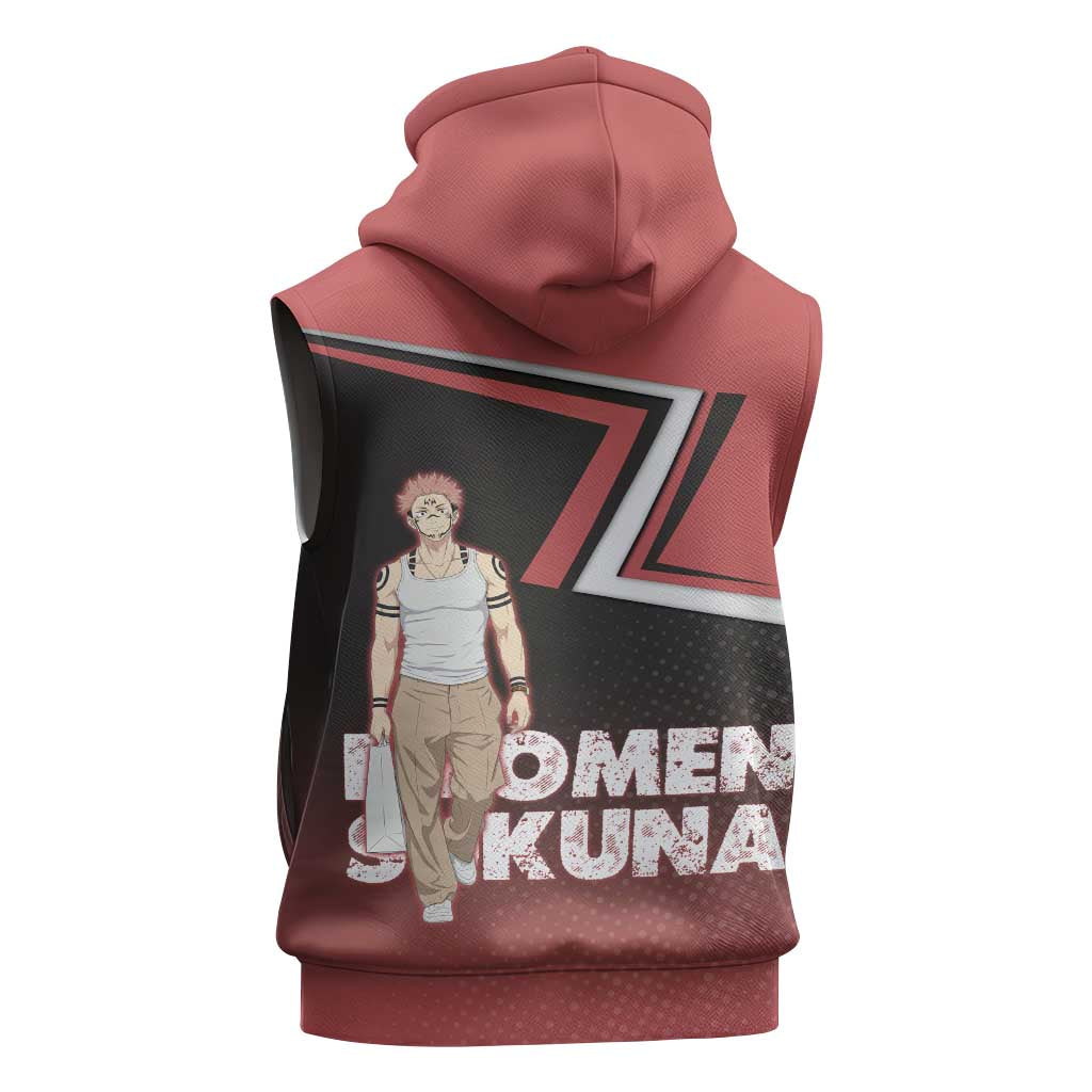 Ryomen Sukuna Sleeveless Zip Hoodie Grunge Anime Poster Style