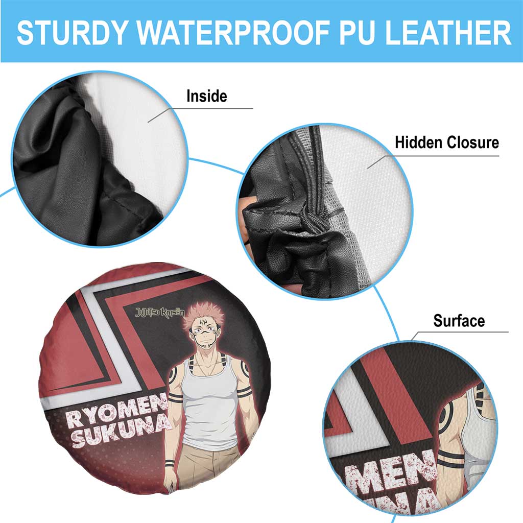 Ryomen Sukuna Spare Tire Cover Grunge Anime Poster Style