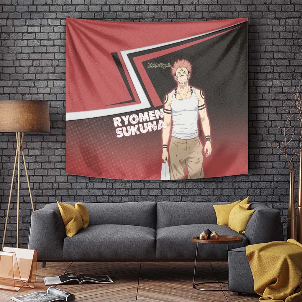Ryomen Sukuna Tapestry Grunge Anime Poster Style