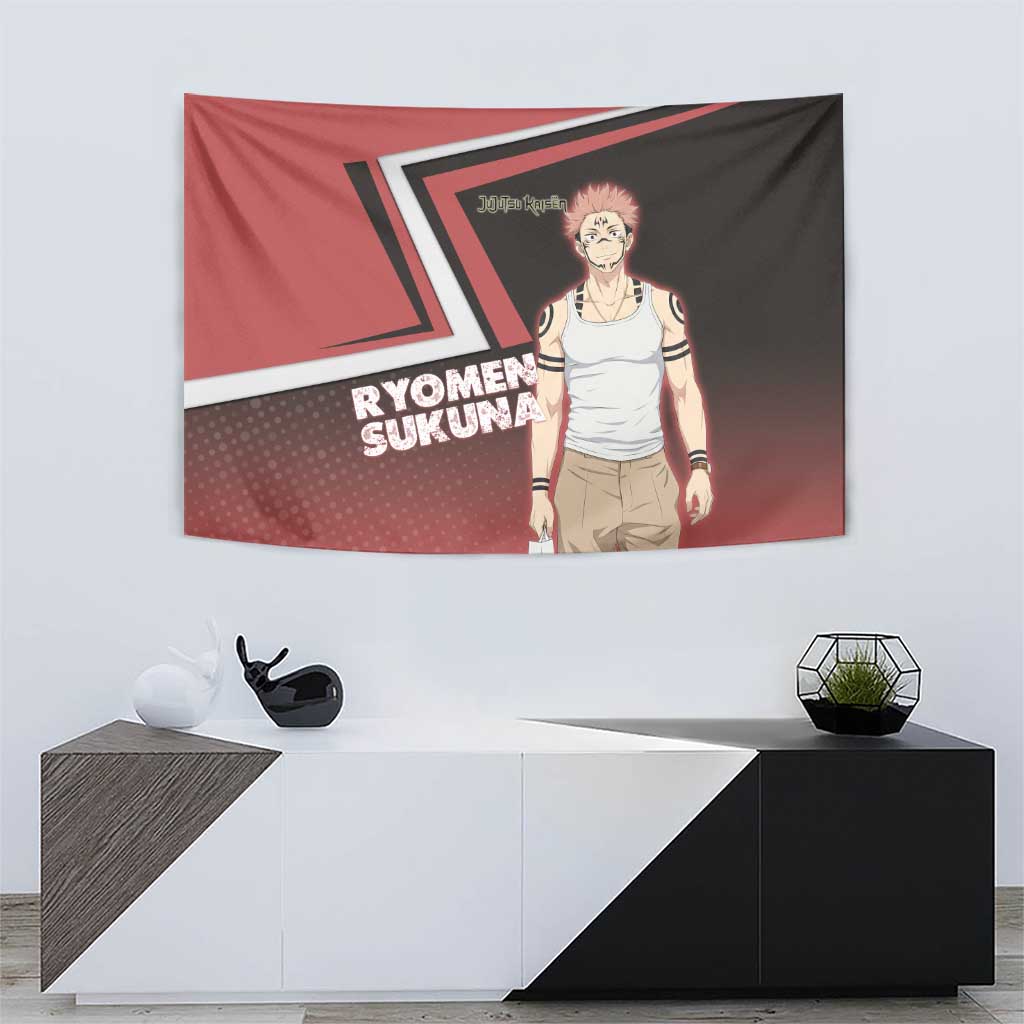 Ryomen Sukuna Tapestry Grunge Anime Poster Style