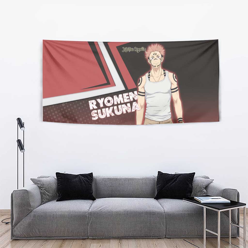 Ryomen Sukuna Tapestry Grunge Anime Poster Style