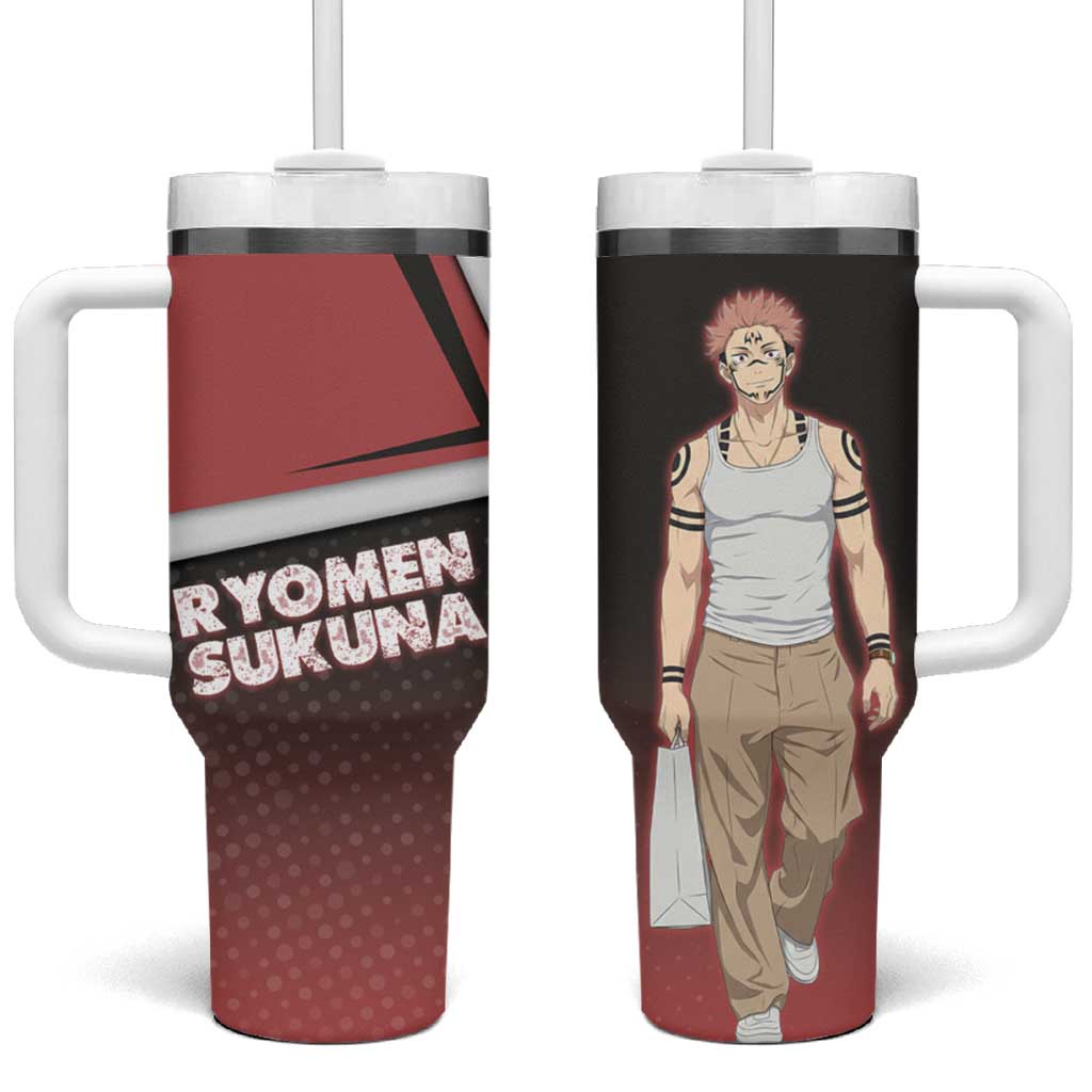 Ryomen Sukuna Tumbler With Handle Grunge Anime Poster Style