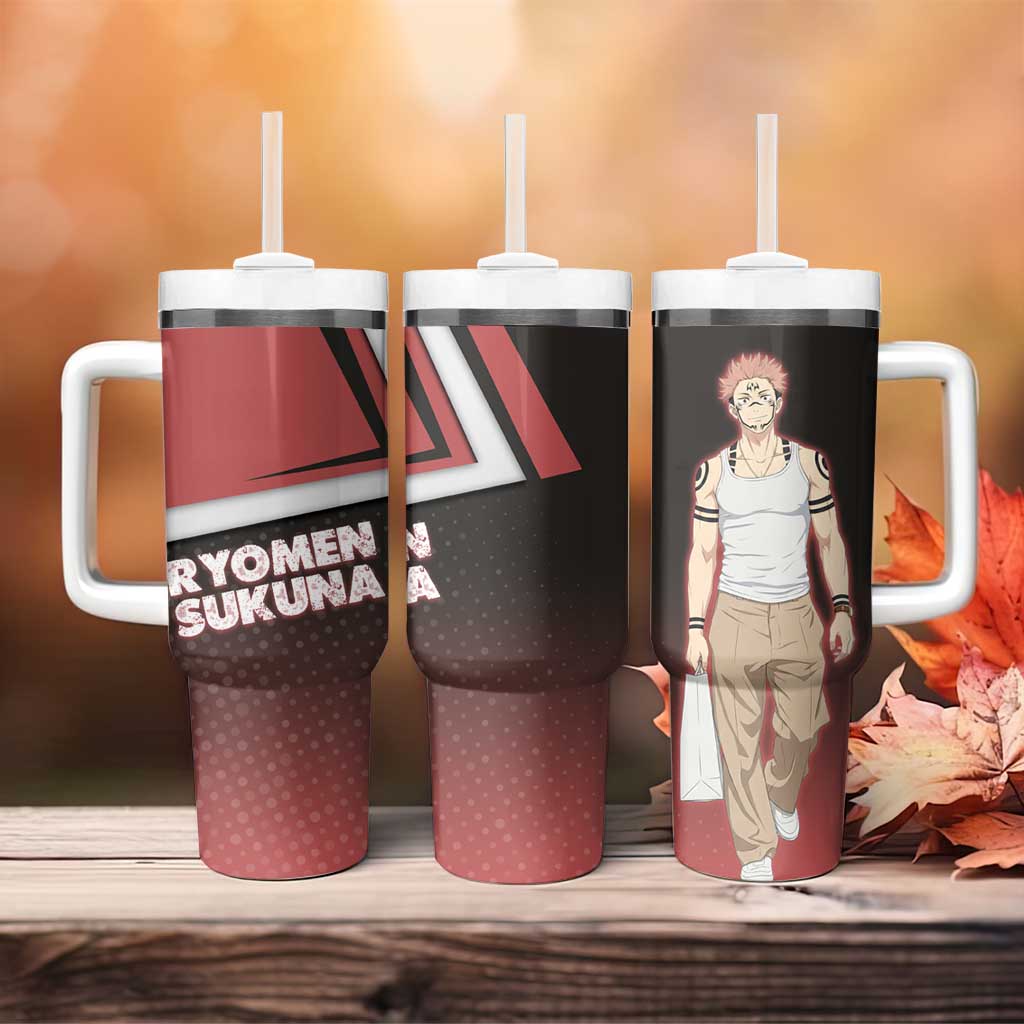 Ryomen Sukuna Tumbler With Handle Grunge Anime Poster Style