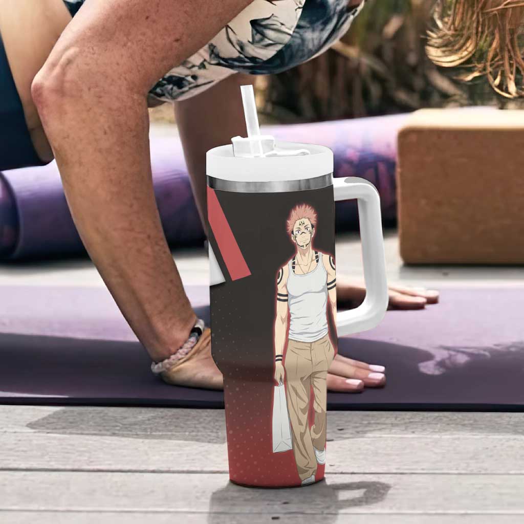 Ryomen Sukuna Tumbler With Handle Grunge Anime Poster Style