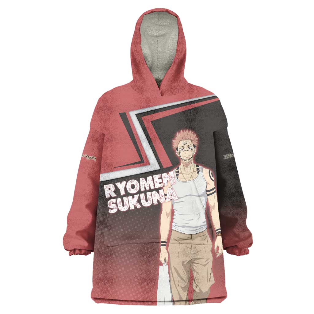 Ryomen Sukuna Wearable Blanket Hoodie Grunge Anime Poster Style