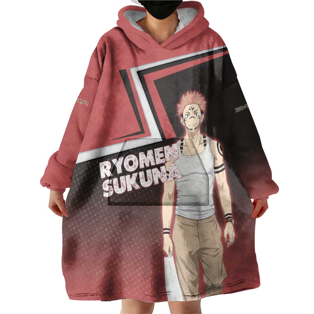 Ryomen Sukuna Wearable Blanket Hoodie Grunge Anime Poster Style