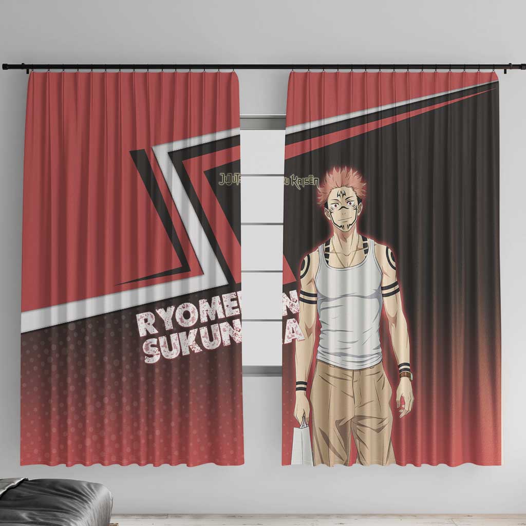 Ryomen Sukuna Window Curtain Grunge Anime Poster Style